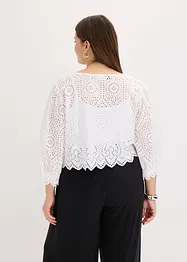 Blusa con ricamo traforato e maniche a sbuffo, bonprix