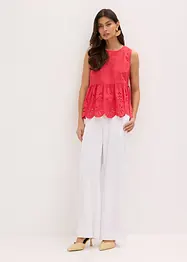 Top con spacco e ricami traforati, bonprix