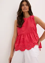 Top con spacco e ricami traforati, bonprix