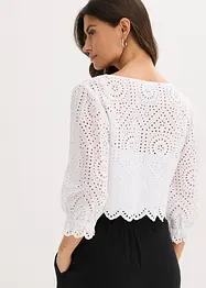 Blusa con ricamo traforato e maniche a sbuffo, bonprix