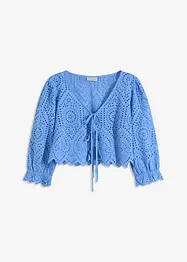 Blusa con ricamo traforato e maniche a sbuffo, bonprix