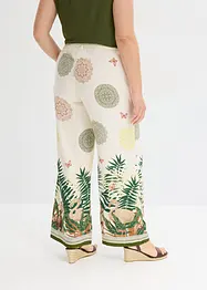 Pantaloni larghi in viscosa con stampa a fondo gamba, bonprix