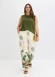 Pantaloni larghi in viscosa con stampa a fondo gamba, bonprix
