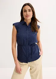 Blusa in satin con laccetti da annodare, bonprix