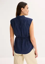 Blusa in satin con laccetti da annodare, bonprix