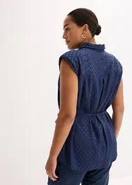 Blusa in satin con laccetti da annodare, bonprix