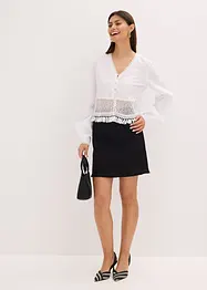 Blusa con inserto effetto uncinetto e frange, bonprix