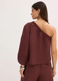 Blusa monospalla in misto lino, bonprix