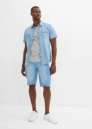 Bermuda cargo in jeans di puro cotone leggero, relaxed fit (pacco da 2), bonprix
