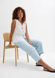 Baggy jeans cropped ultra morbidi, vita media, bonprix
