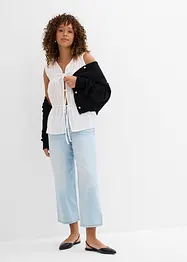 Baggy jeans cropped ultra morbidi, vita media, bonprix