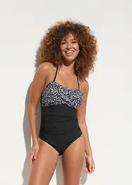 Costume intero modellante con effetto incrociato e compressione media, bonprix