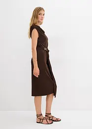 Abito midi drappeggiato con effetto a coste, bonprix