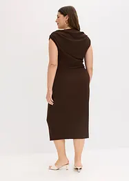 Abito midi drappeggiato con effetto a coste, bonprix
