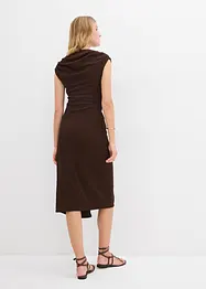 Abito midi drappeggiato con effetto a coste, bonprix