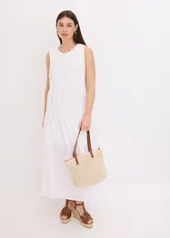Abito lungo in cotone con arricciature, bonprix