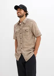 Camicia  effetto lavato a maniche corte, bonprix