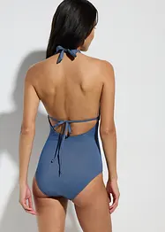 Costume intero effetto denim con scollo all'americana, bonprix