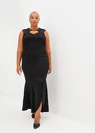 Abito lungo effetto neoprene con pizzo, bonprix