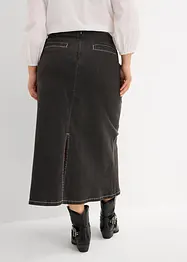 Gonna di jeans lunghezza midi, vita media, bonprix