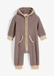 Tutina in pile con cappuccio e applicazione a forma di orsetto, bonprix