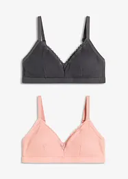 Bralette imbottita senza ferretto con cotone biologico (pacco da 2), bonprix