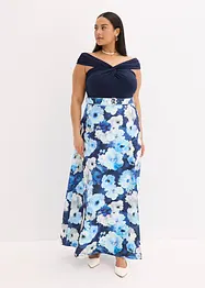 Abito lungo con spalle scoperte, drappeggio e cintura, bonprix