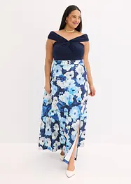 Abito lungo con spalle scoperte, drappeggio e cintura, bonprix