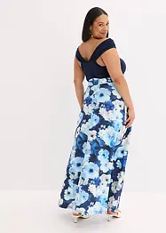 Abito lungo con spalle scoperte, drappeggio e cintura, bonprix