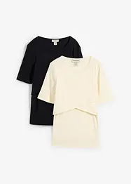 Maglia prémaman / da allattamento a coste in puro cotone biologico (pacco da 2), bonprix