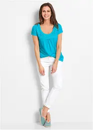 Maglia in cotone con pizzo a maniche corte, bonprix