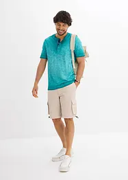 Maglia serafino a maniche corte  in puro cotone biologico effetto lavato, bonprix