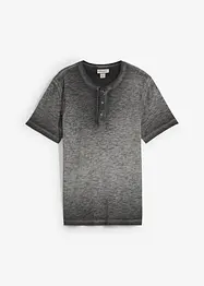 Maglia serafino a maniche corte  in puro cotone biologico effetto lavato, bonprix