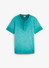 Maglia serafino a maniche corte  in puro cotone biologico effetto lavato, bonprix