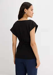 Top in crêpe strutturato con arricciatura alle spalle, bonprix