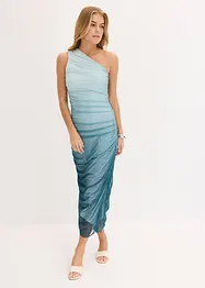 Abito monospalla con inserto in mesh, bonprix