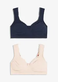 Reggiseno t-shirt minimizer senza ferretto con cotone biologico (pacco da 2), bonprix