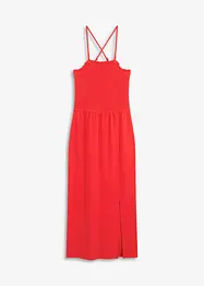 Abito midi in jersey robusto con inserto smock e spacco, bonprix