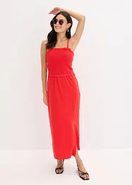 Abito midi in jersey robusto con inserto smock e spacco, bonprix