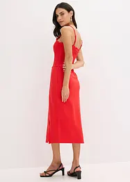 Abito midi in jersey robusto con inserto smock e spacco, bonprix