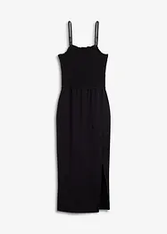 Abito midi in jersey robusto con inserto smock e spacco, bonprix