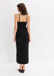 Abito midi in jersey robusto con inserto smock e spacco, bonprix