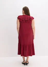 Abito midi con volant in crêpe operato, bonprix