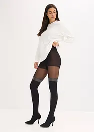 Collant effetto parigina 70 den con bordo glitterato e poliammide riciclata, bonprix