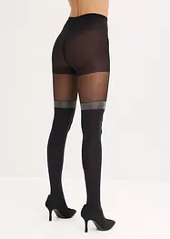 Collant effetto parigina 70 den con bordo glitterato e poliammide riciclata, bonprix