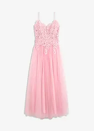 Abito lungo in delicato tulle con pizzo, bonprix