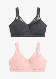 Reggiseno contenitivo senza ferretto con spalline imbottite (pacco da 2), bonprix