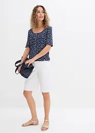 Maglia a coste a mezze maniche con stampa a fiori, bonprix