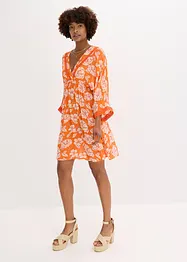 Abito tunica con pizzo in viscosa strutturata, bonprix