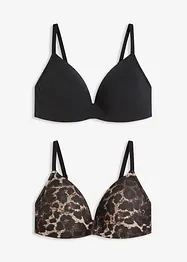 Reggiseno senza ferretto con coppe preformate e cotone (pacco da 2), bonprix